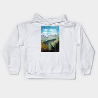 Watercolor landscape sky clouds Kids Hoodie